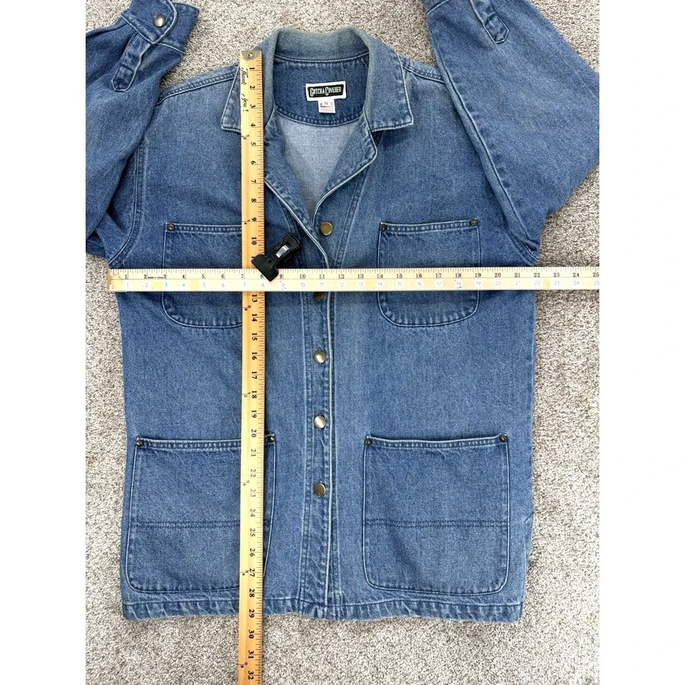 Vinatge Gotcha Covered Denim Chore Jacket Womens S Blue 100% Cotton USA Made 90s